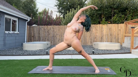 Naked yoga, fit milf, nude yoga porn