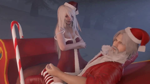 La deliziosa ragazza del Natale, Marie Rose, cavalca Babbo Natale sul suo slitta come una professionista!