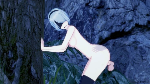 Yorha 2B from Nier Automata gets passionately taken in the forest